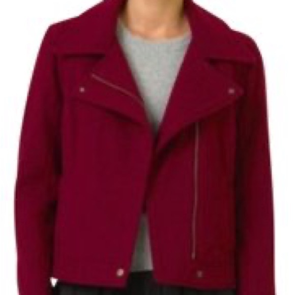 Aritzia / Talula wool moto jacket in cranberry red - Picture 2 of 8